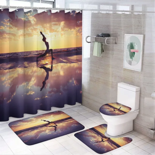 Woman on Beach Dramatic on a shower curtain