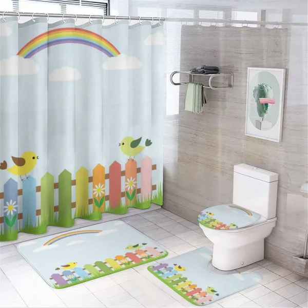 Birds on Fence on a shower curtain