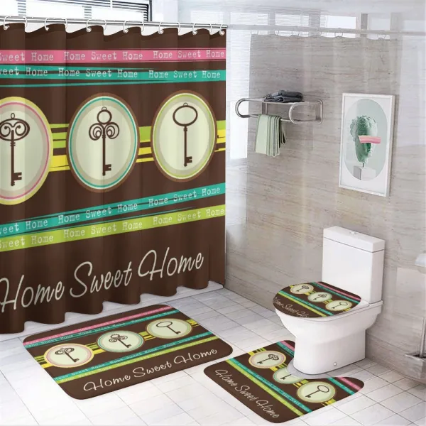 Circular Frame Keys on a shower curtain