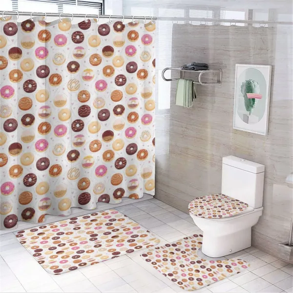 Colorful Yummy Donuts on a shower curtain