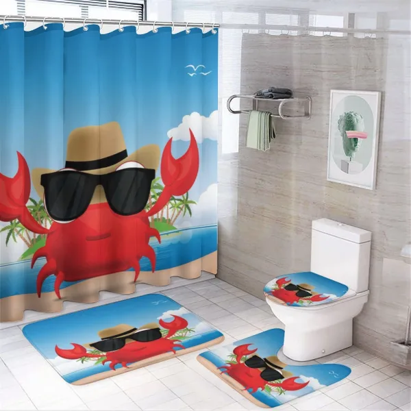 Crustacean Sunglasses Hat on a shower curtain