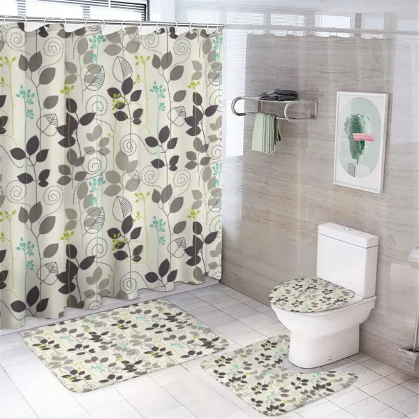 Doodle Leaves Earth Tone on a shower curtain