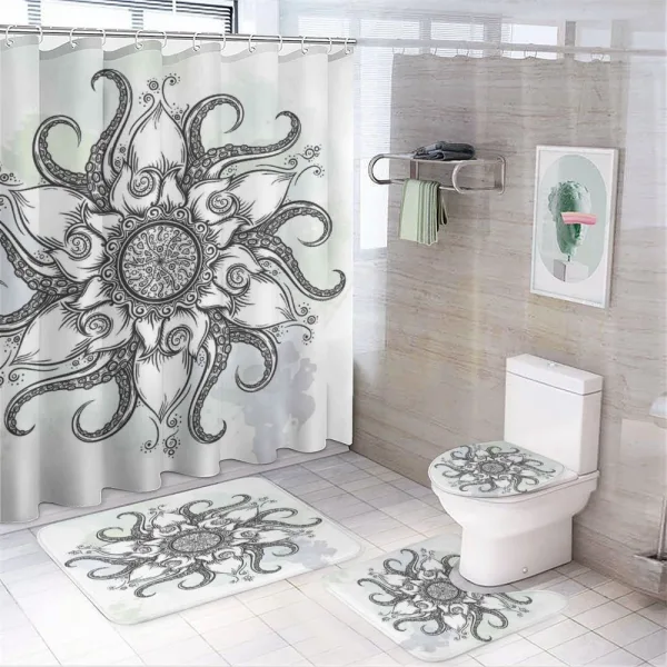 Drawn Mandala Flower on a shower curtain