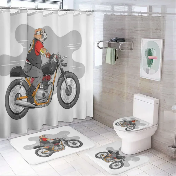 English Bulldog Bike on a shower curtain
