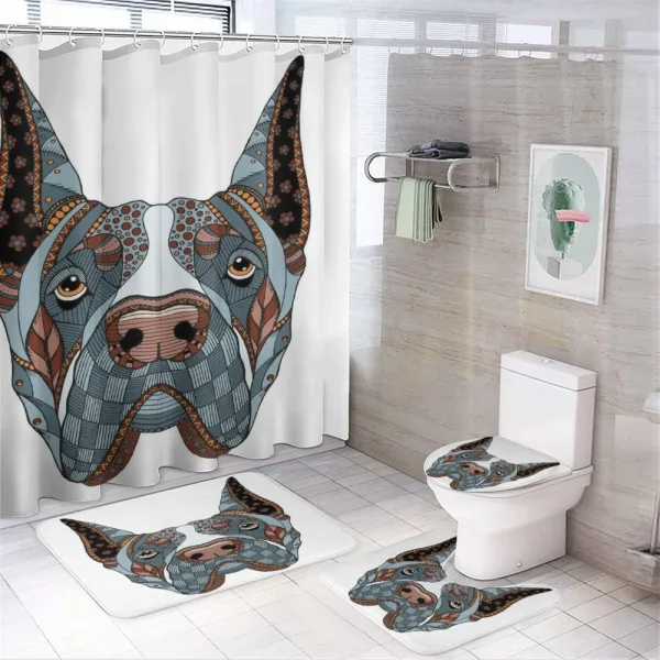 Floral Zentangle Dog on a shower curtain