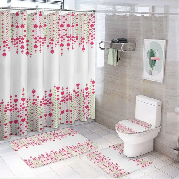 Heart Leaves Flowers on a shower curtain