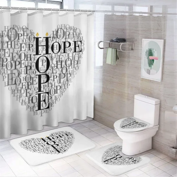 Heart Shaped Hope Word on a shower curtain