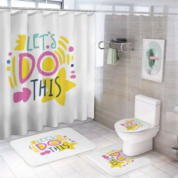 Lets Do This Words on a shower curtain
