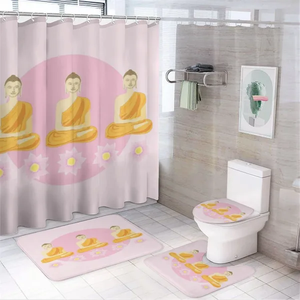 Lotus Flower Ethnic Art on a shower curtain