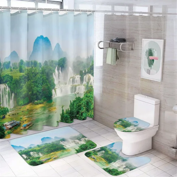 Misty Jungle Forest on a shower curtain