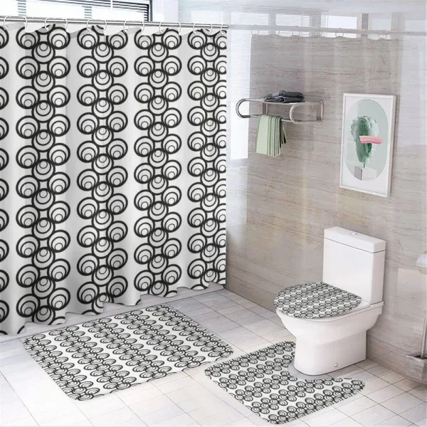 Monotone Artwork Circles on a shower curtain