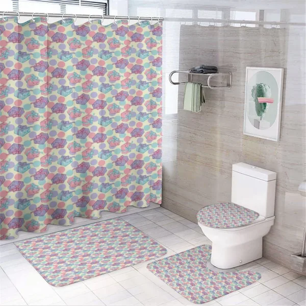 Pastel Dots Boxes on a shower curtain