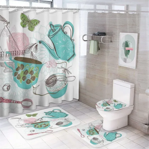 Roses Butterflies Dragonflies on a shower curtain