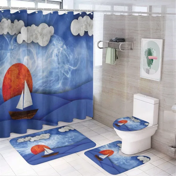 Ship on Misty Waters on a shower curtain