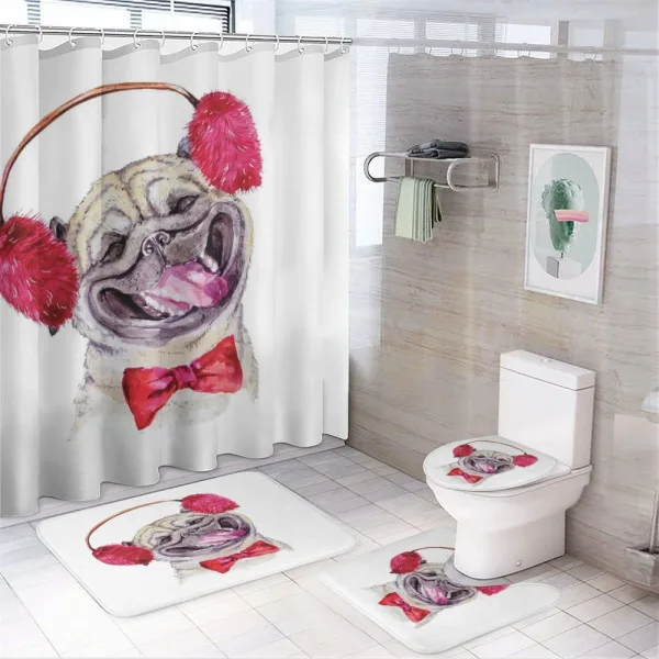 Watercolor Drawing of a Dog on a shower curtain