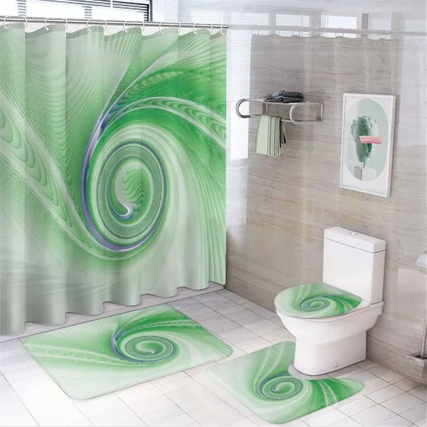Abstract Fractal Spirals on a shower curtain