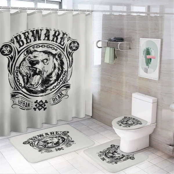 Beware Growling Animal on a shower curtain