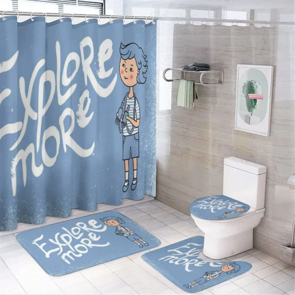 Boy with Binoculars on a shower curtain