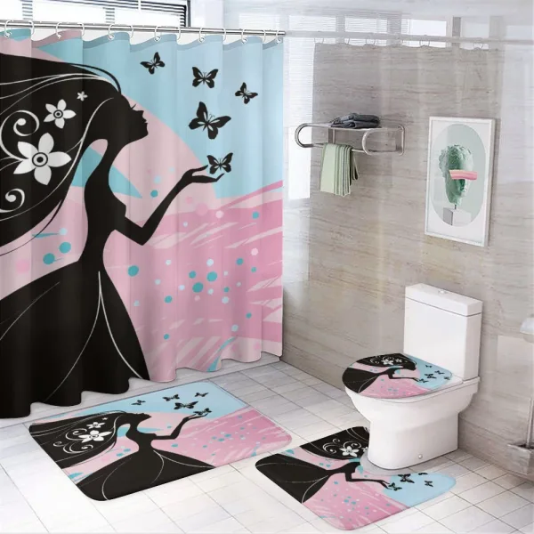 Butterfly Floral Head on a shower curtain