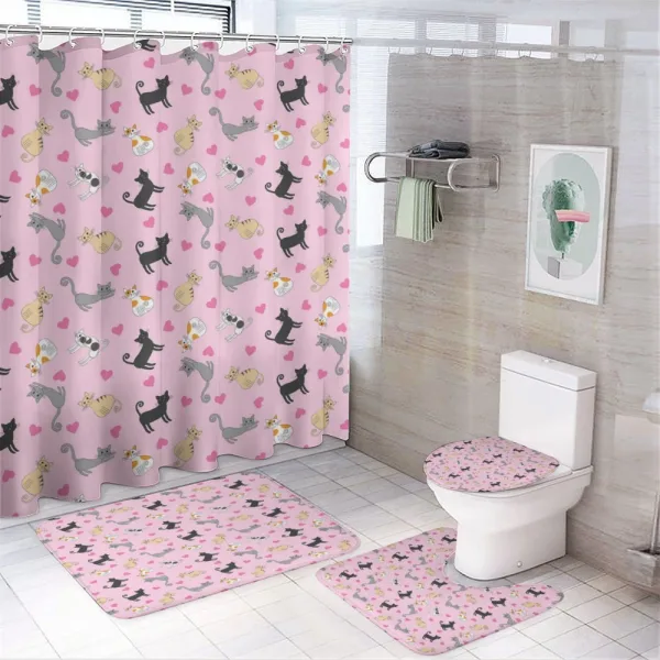 Colorful Different Cats on a shower curtain