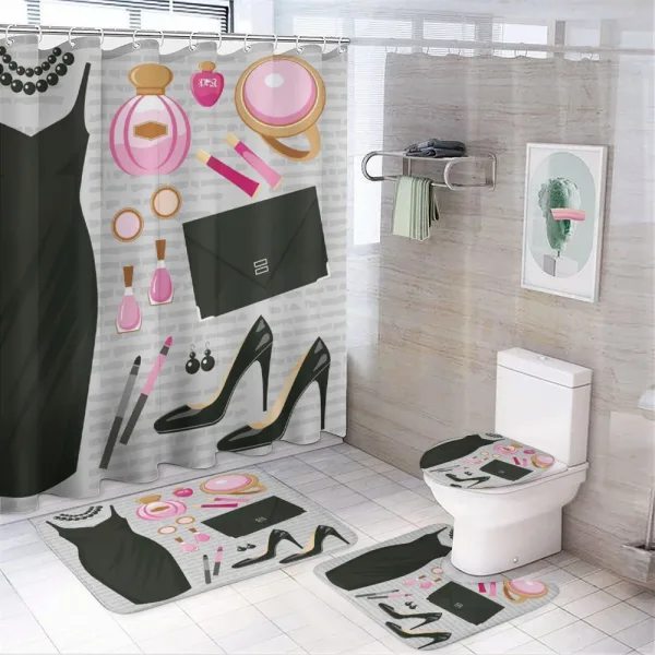 Dress and Bag on a shower curtain