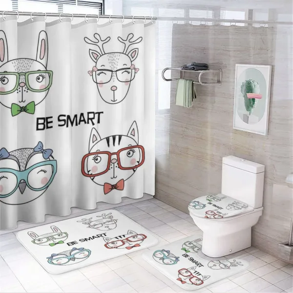 Funny Portraits Be Smart on a shower curtain