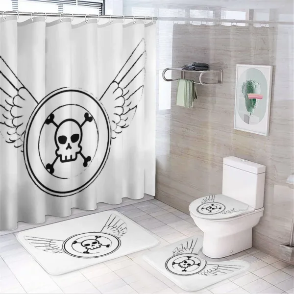 Grungy Stamp with Wings on a shower curtain