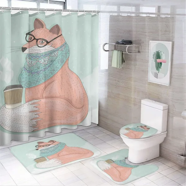 Hipster Fox Glasses on a shower curtain