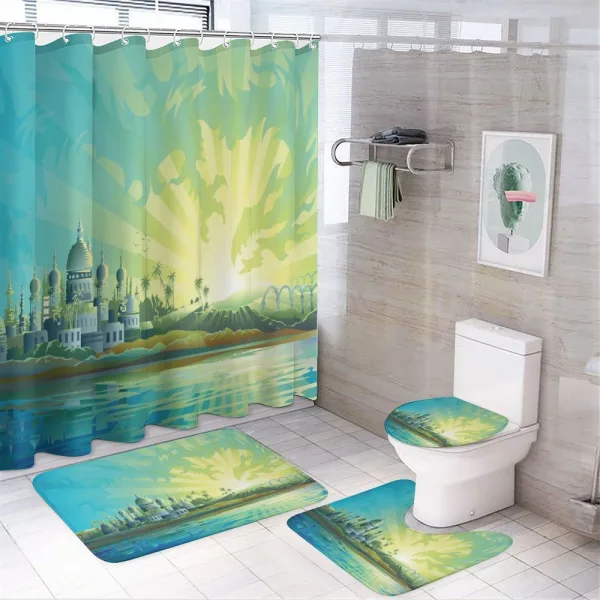 Historic Town on a shower curtain