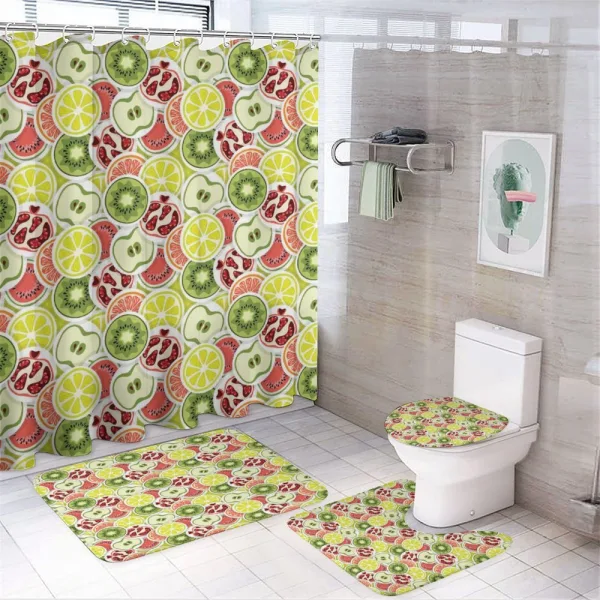 Modern Organic Food Rounds on a shower curtain