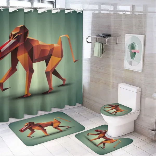 Polygonal Wild Monkey on a shower curtain