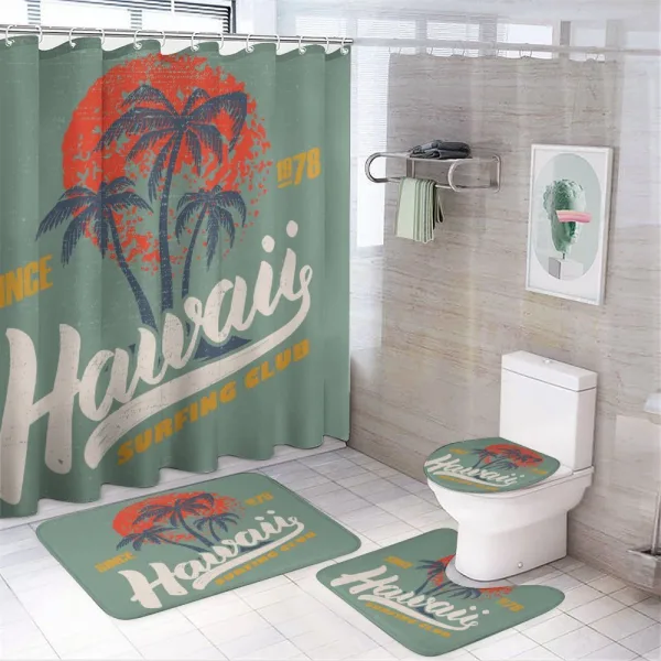 Surfing Club Logo Artwork on a shower curtain