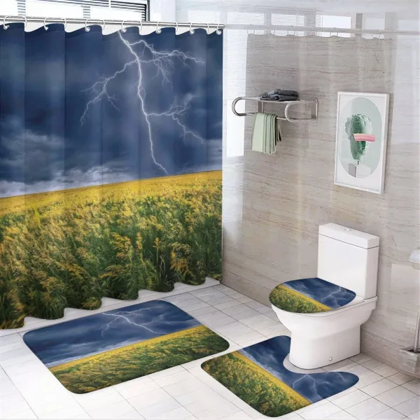 Thunder Bolt Rural Field on a shower curtain