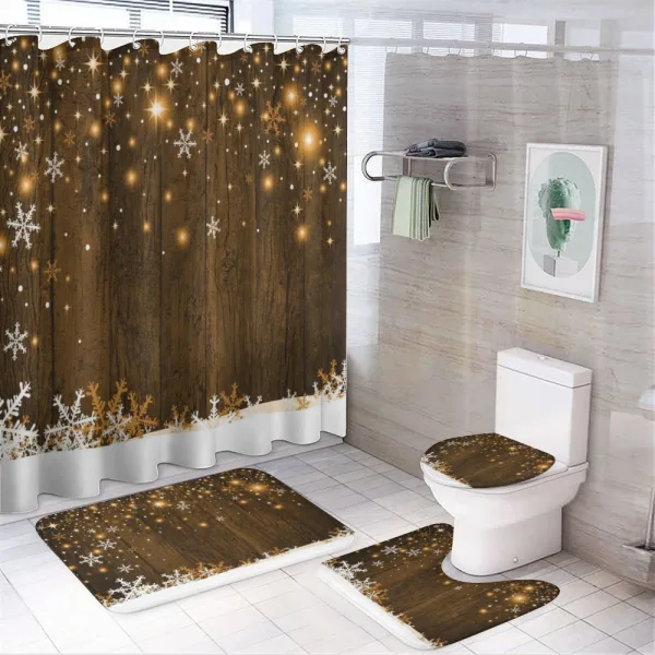 Wood and Snowflakes on a shower curtain