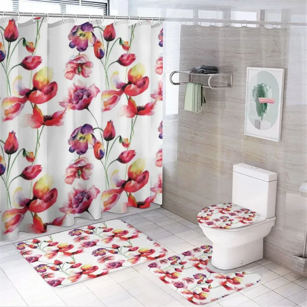 Blooming Tulip Poppy on a shower curtain