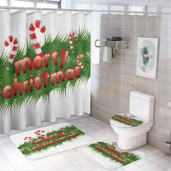 Candy Canes Garland on a shower curtain