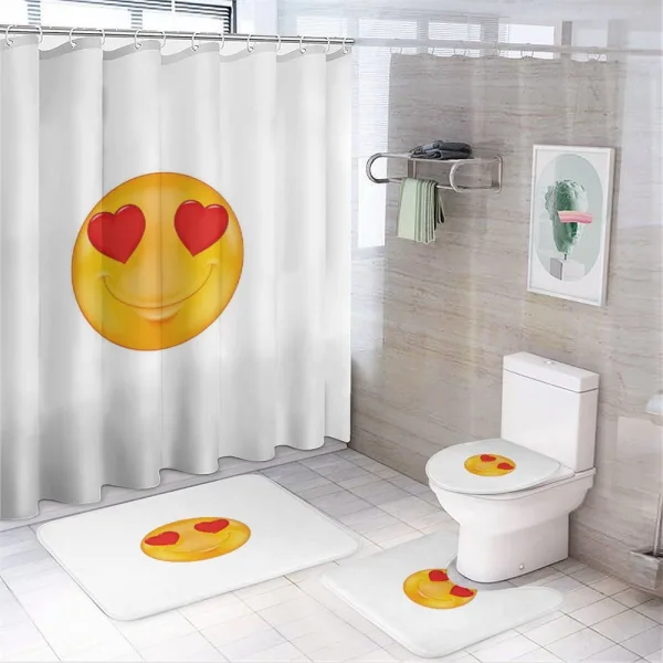 Cartoon Smiley Face Heart on a shower curtain