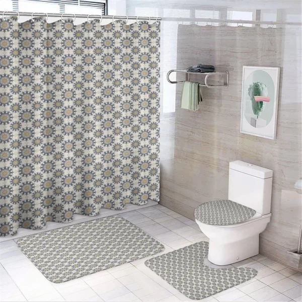 Eastern Flower Design on a shower curtain