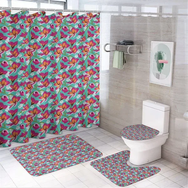 Exotic Floral Repetition on a shower curtain