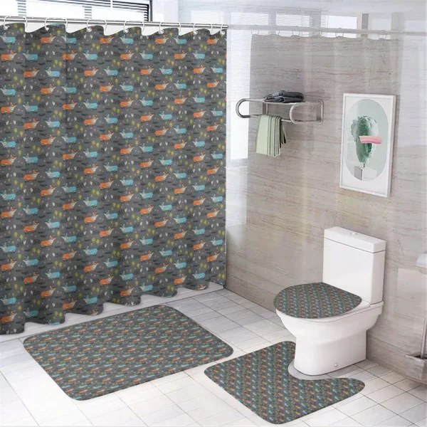 Foxes and Dandelion on a shower curtain