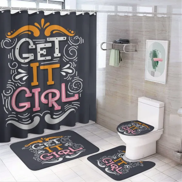 Get It Girl Typography on a shower curtain