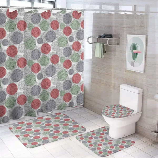 Knitting Balls Vintage on a shower curtain