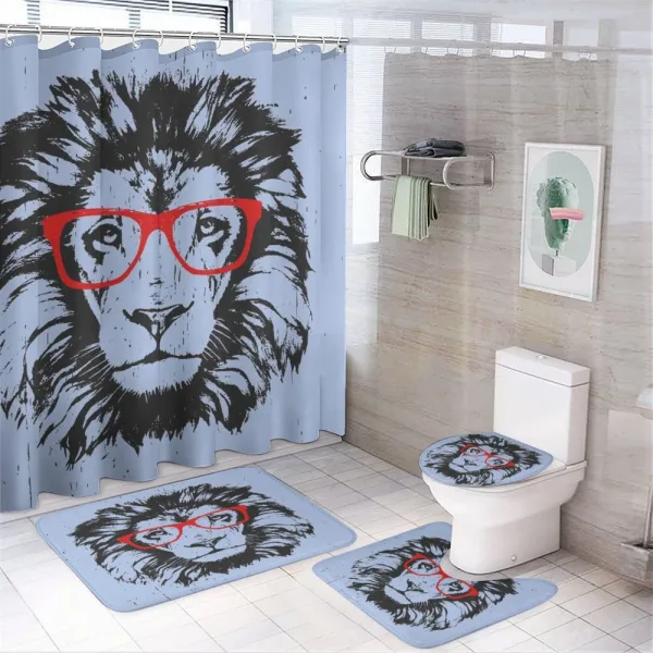 Lion and Hipster Glasses on a shower curtain