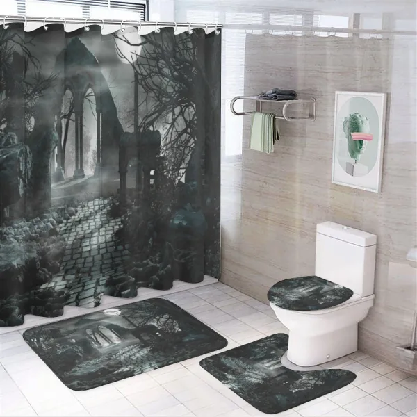 Moon View in Scary Dark on a shower curtain