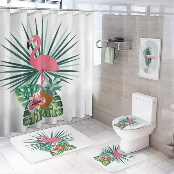 Pineapple Flamingo Botany on a shower curtain