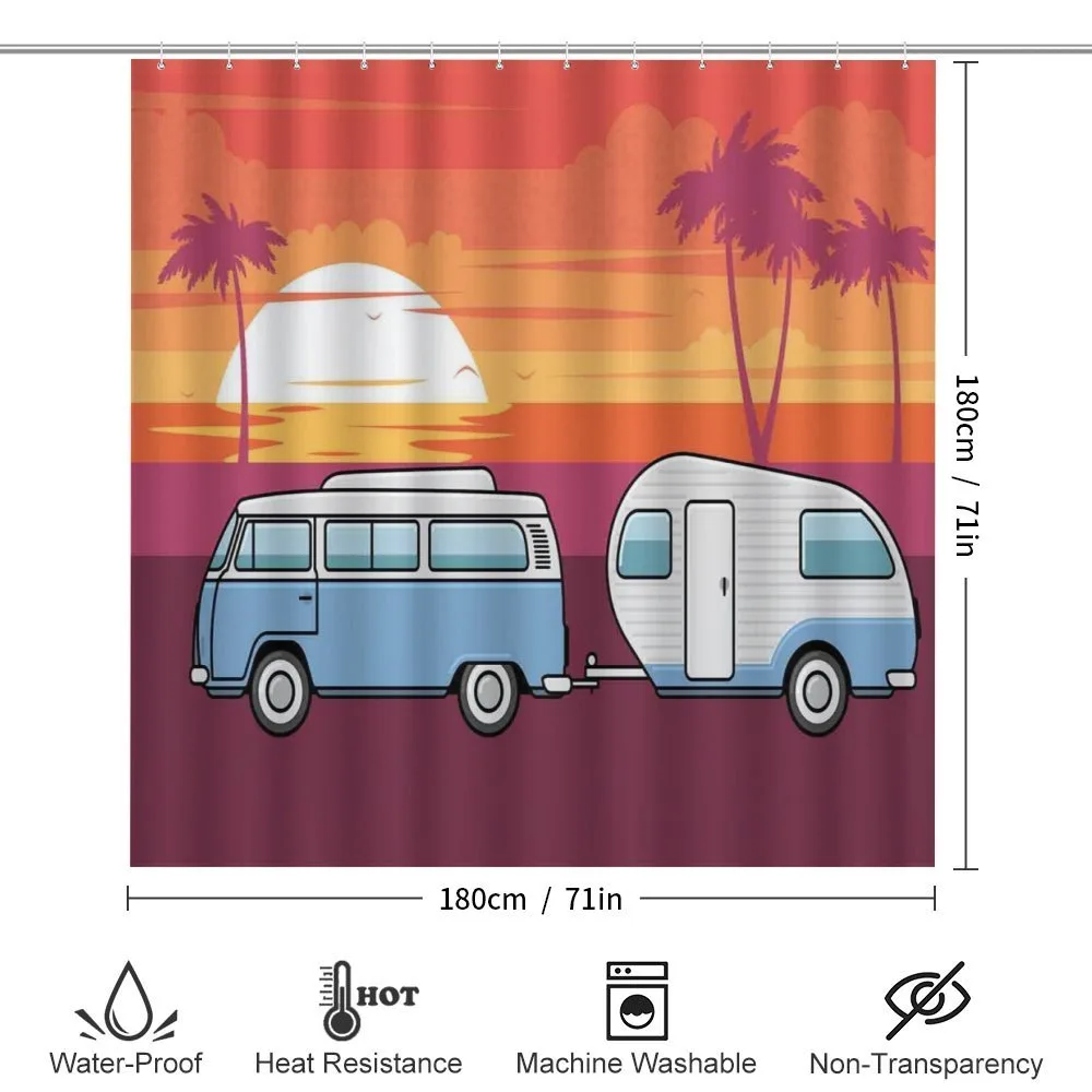 Retro Van Tropical Sunset Beach — Detail 2