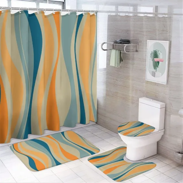 Retro Vibrant Stripes on a shower curtain