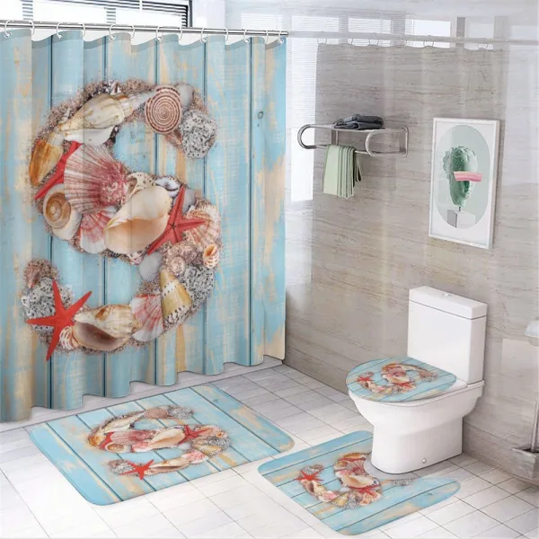 S Seashells Nautical on a shower curtain