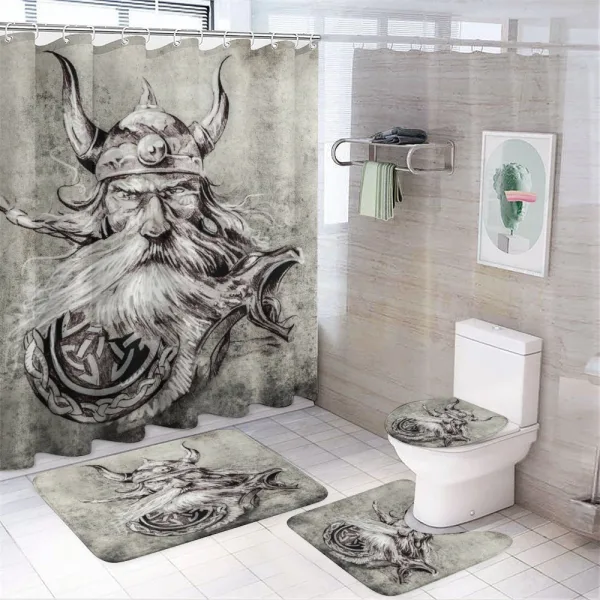 Sketchy Viking Warrior on a shower curtain