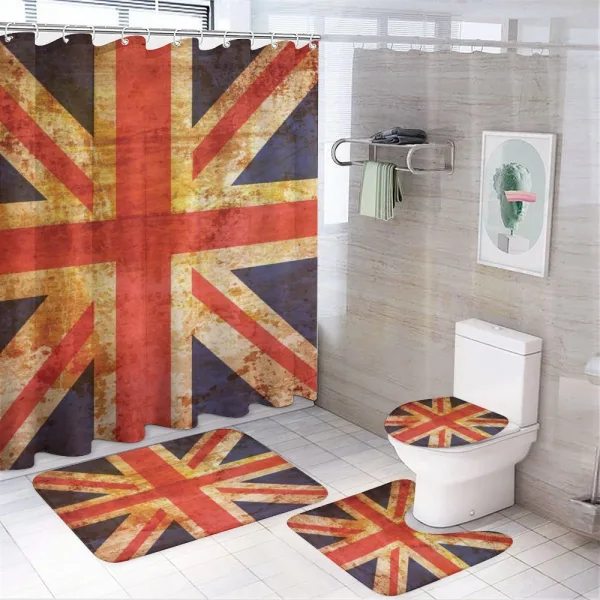 Union Jack Motif Grunge on a shower curtain